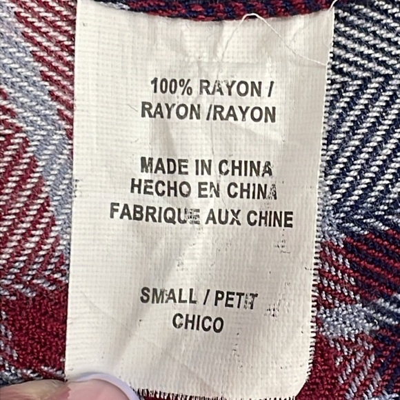 Rails Hunter Plaid Button Front Long Sleeve Shirt Flannel Burgundy Navy Blue S - Picture 10 of 10